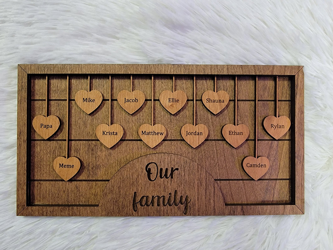 Sign Gift Set - Personalized Heart Family Frame