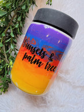 Load image into Gallery viewer, Tumbler Gift Set - 12oz Sunsets &amp; Palm Trees Can Cooler
